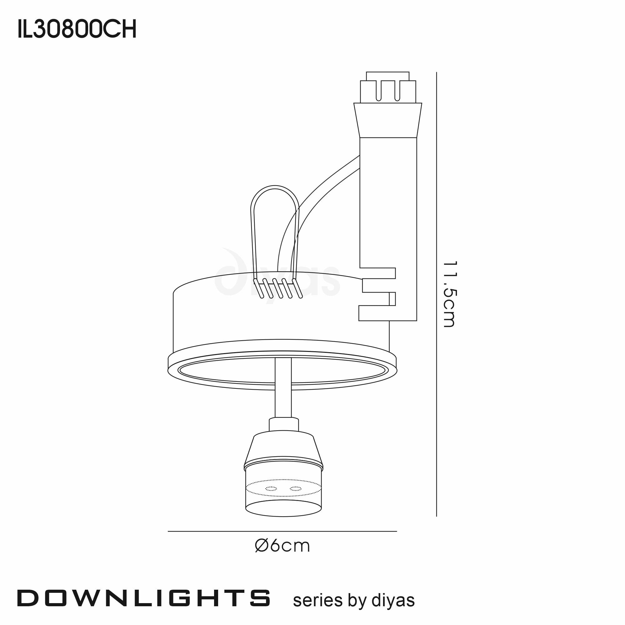 Diyas IL30800CH Downlight Component Kit Lampholders And Retaining Ring Polished Chrome For Various Crystal Rims