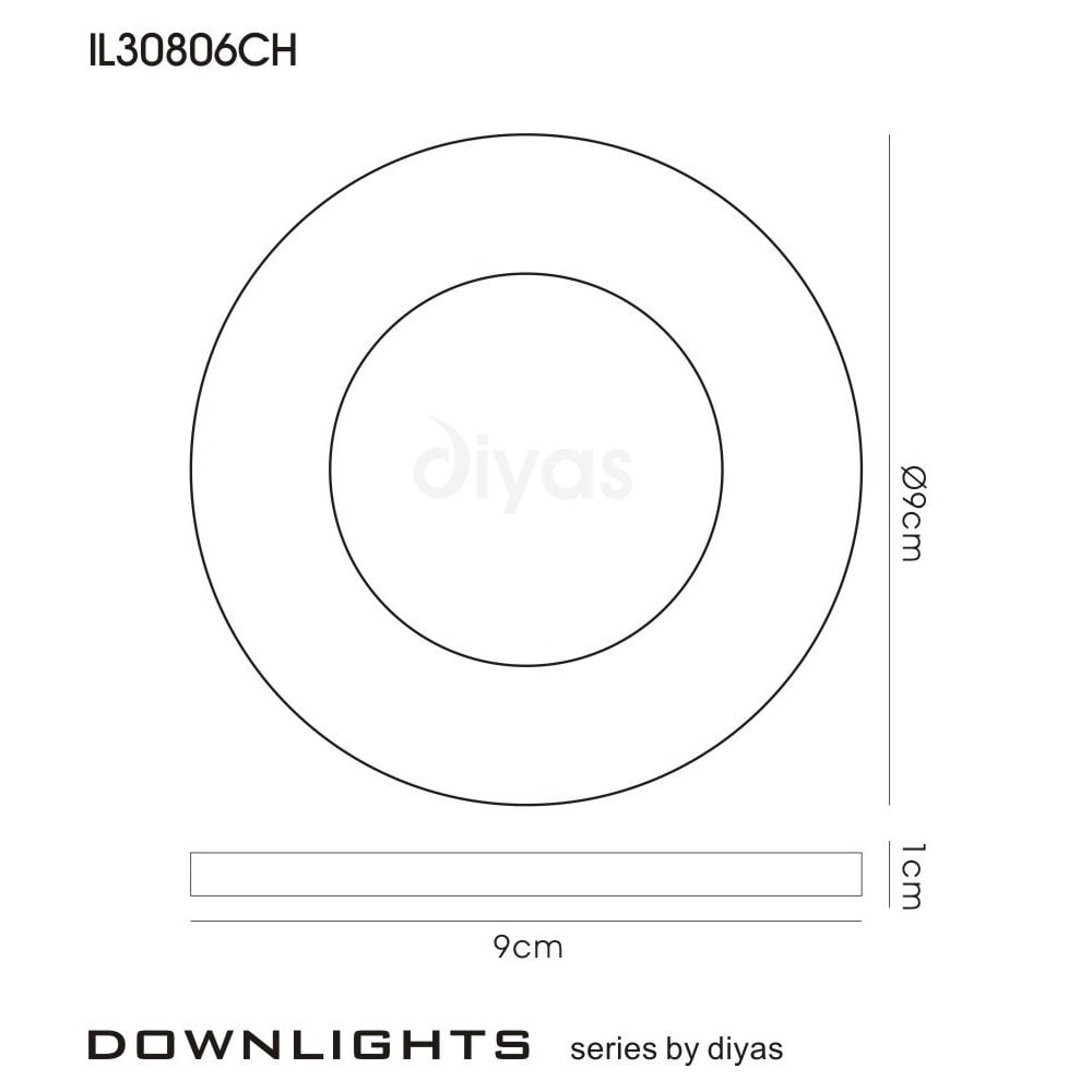 Diyas IL30806CH Crystal Downlight Shallow Round Rim Only Clear,IL30800 Required To Complete The Item