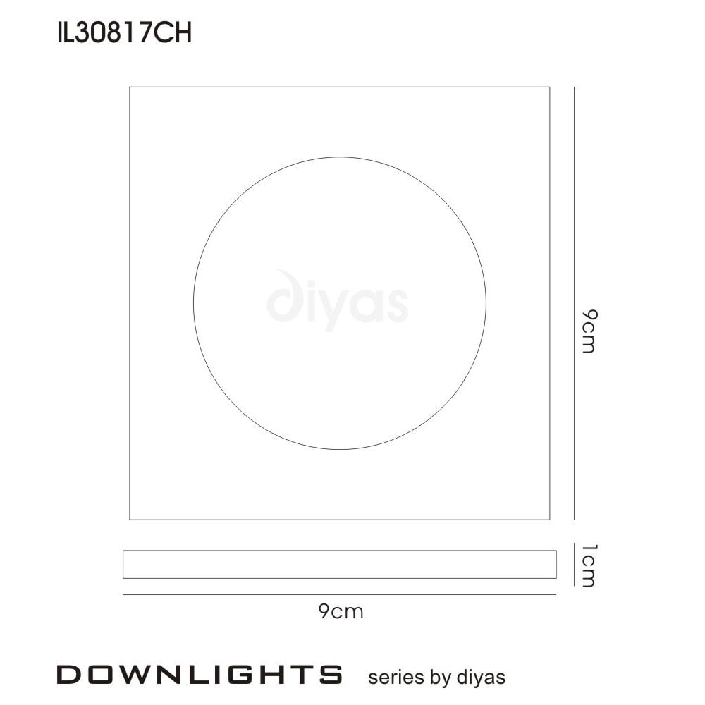 Diyas IL30817CH Crystal Downlight Shallow Square Rim Only Clear,IL30800 Required To Complete The Item