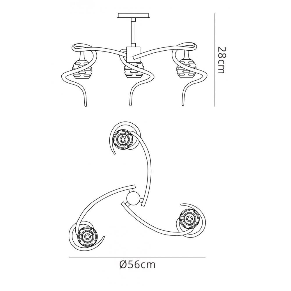 Mantra Dali 3 Light Semi Flush Ceiling fitting Polished Chrome