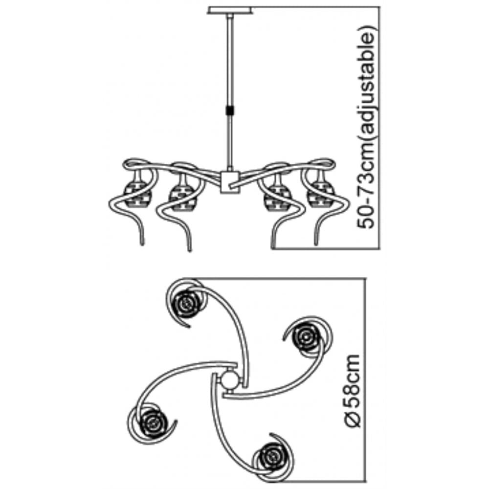 Mantra Dali 4 Light Telescopic Pendant Semi Flush Convertible Fitting Polished Chrome
