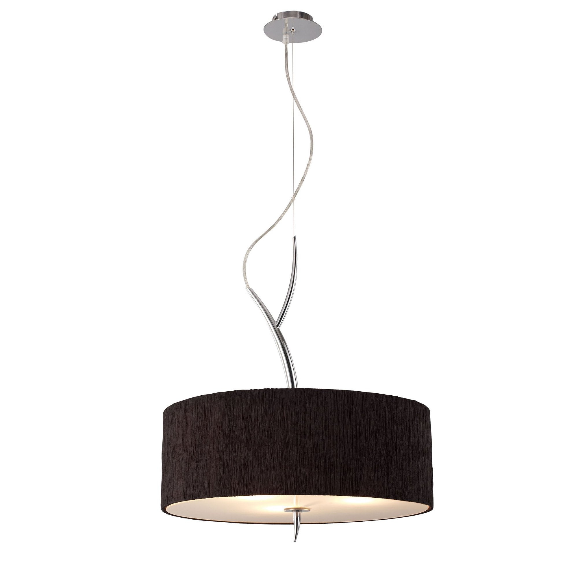 Mantra Eve 3 Light Pendant in Polished Chrome with Black Round Shade