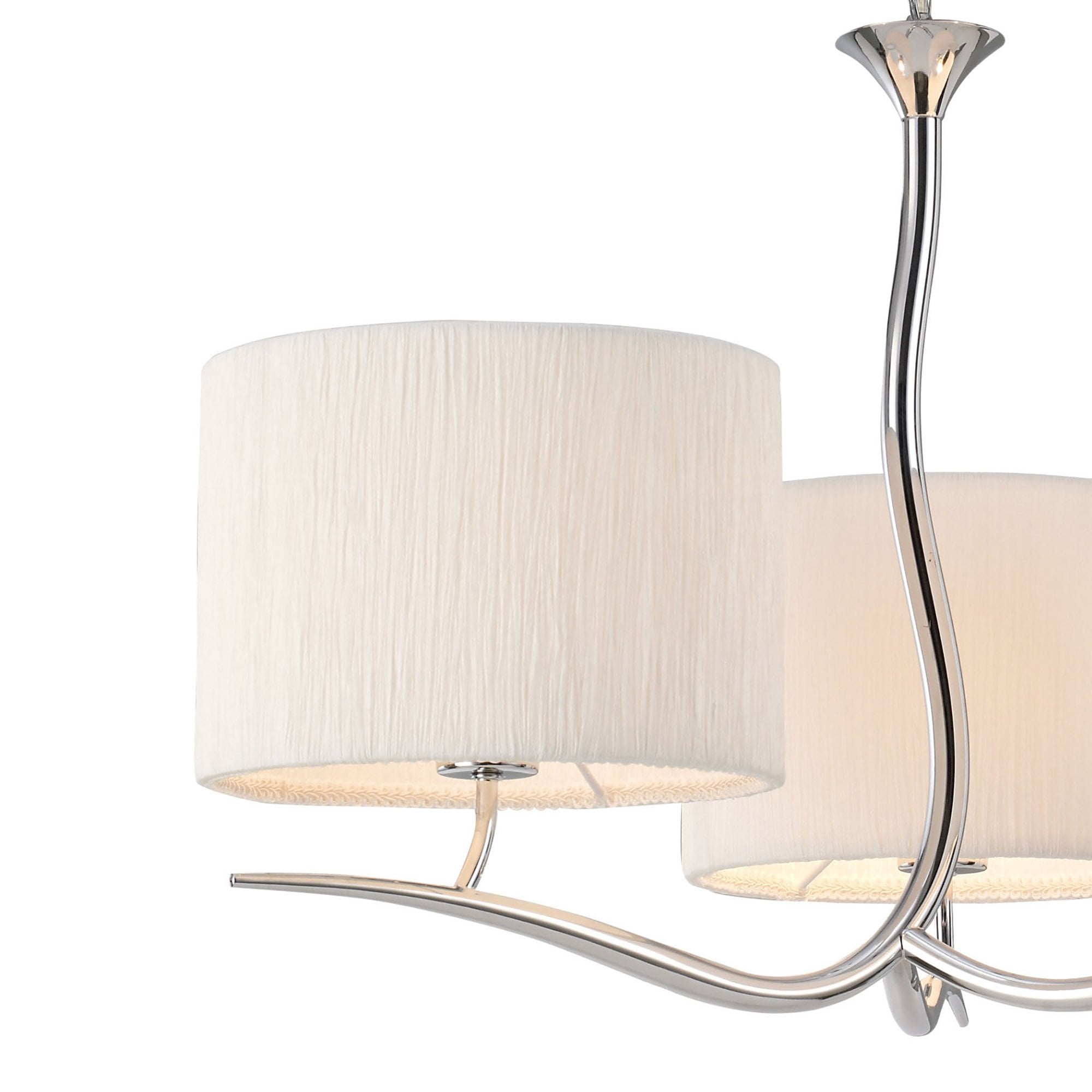 Mantra Eve 3 Arm 3 Light Pendant in Polished Chrome with White Round Shades
