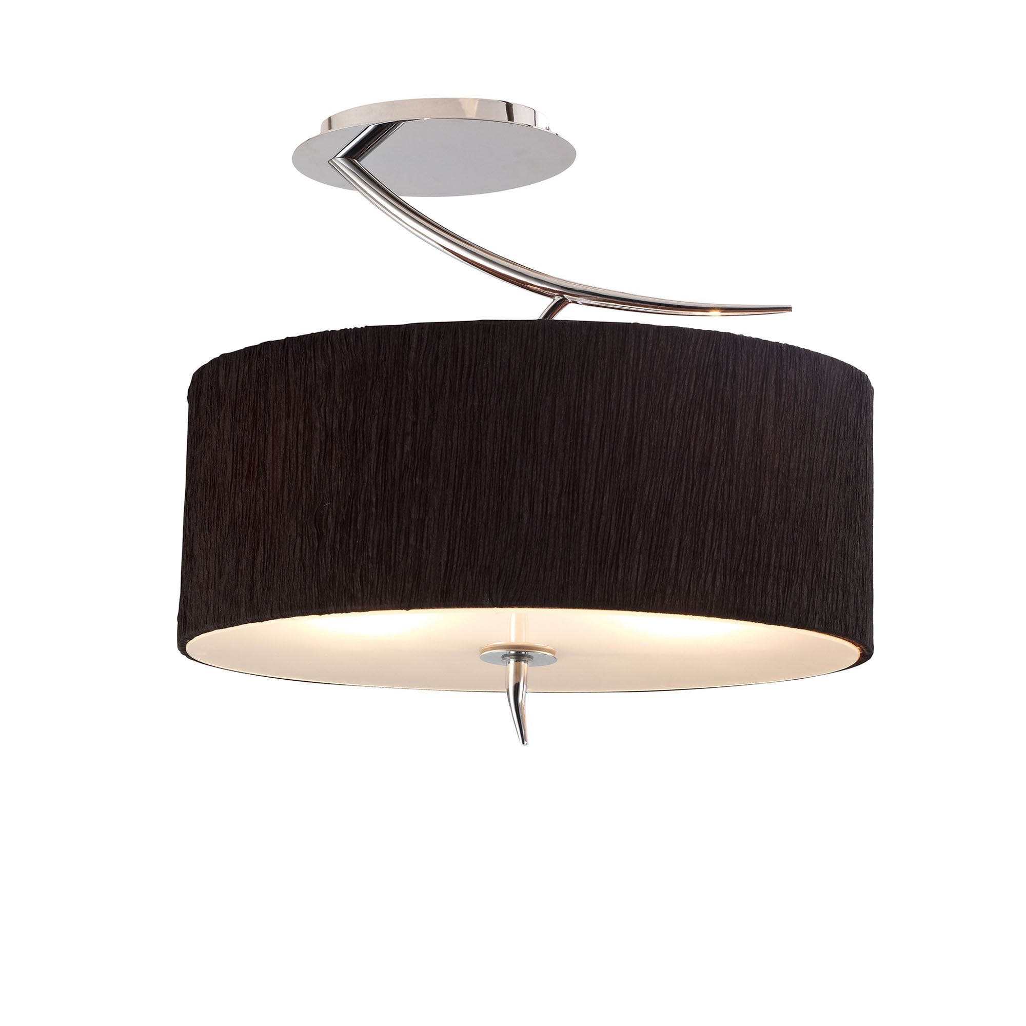 Mantra Eve 2 Light Semi Flush Ceiling Fitting in Polished Chrome with Black Oval Shade