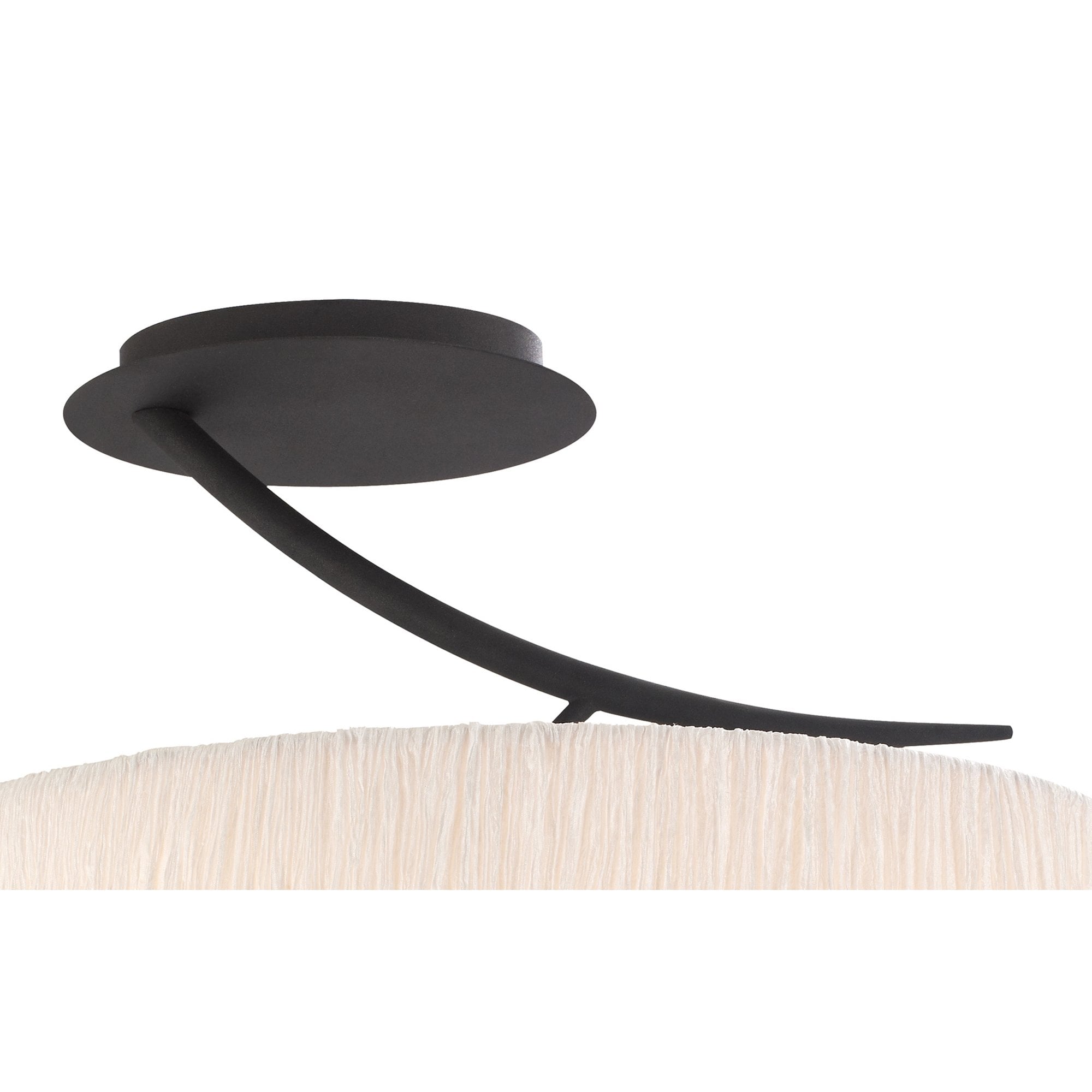 Mantra Eve 2 Light Semi Flush Ceiling Fitting in Anthracite with White Oval Shade