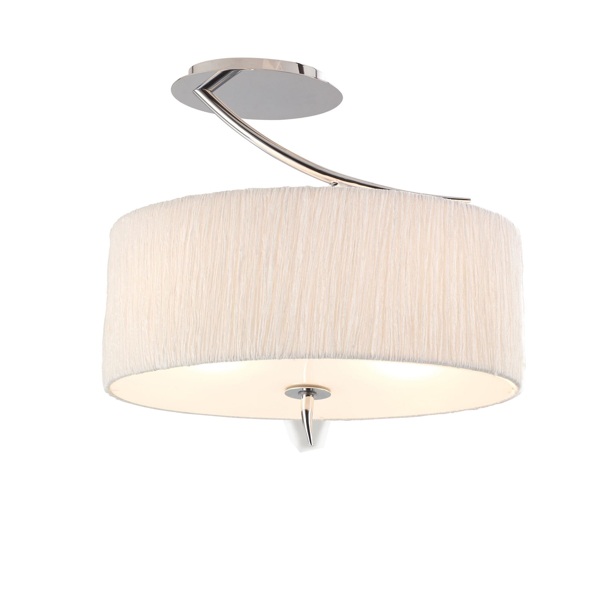 Mantra Eve 2 Light Semi Flush Ceiling Fitting in Polished Chrome with White Oval Shade