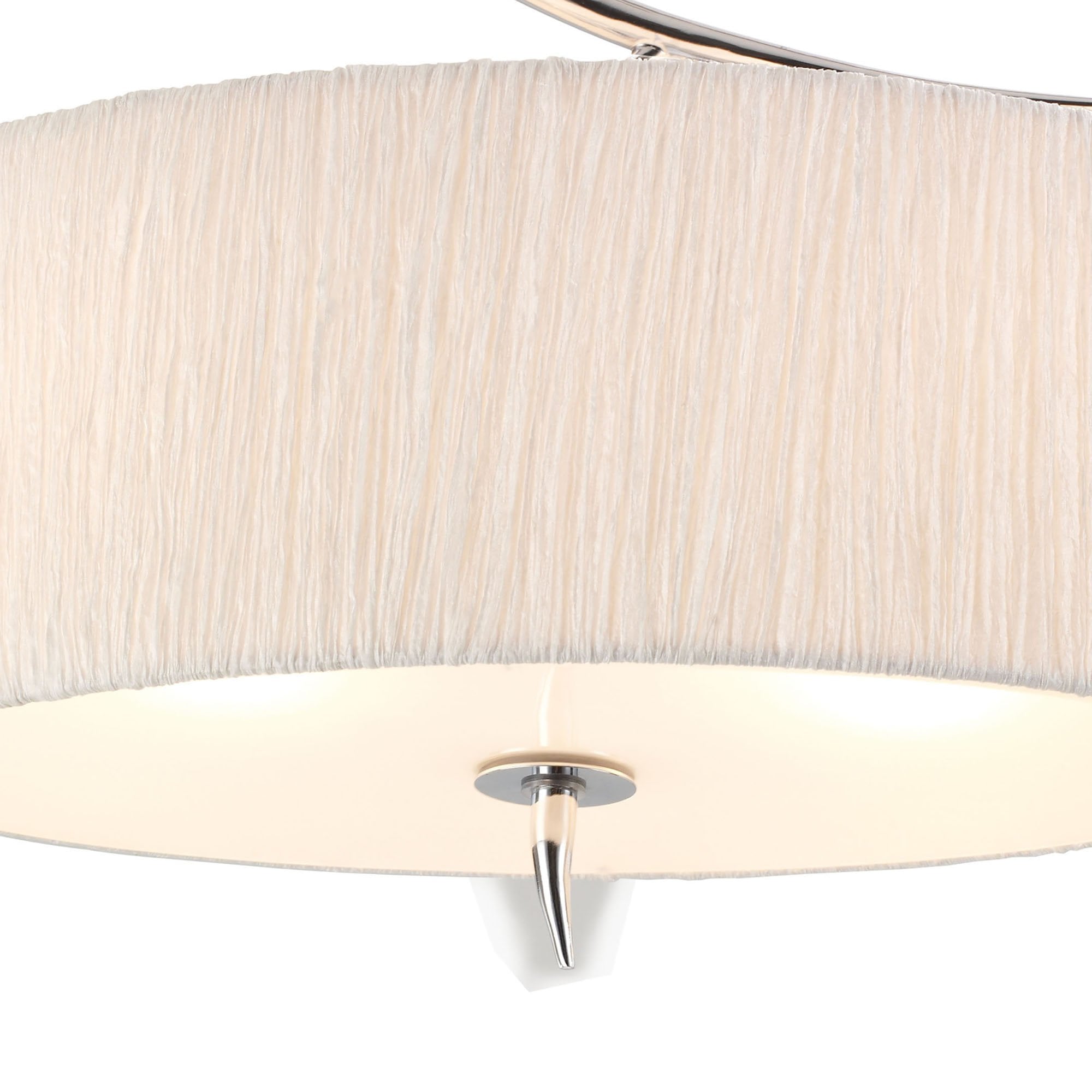 Mantra Eve 2 Light Semi Flush Ceiling Fitting in Polished Chrome with White Oval Shade