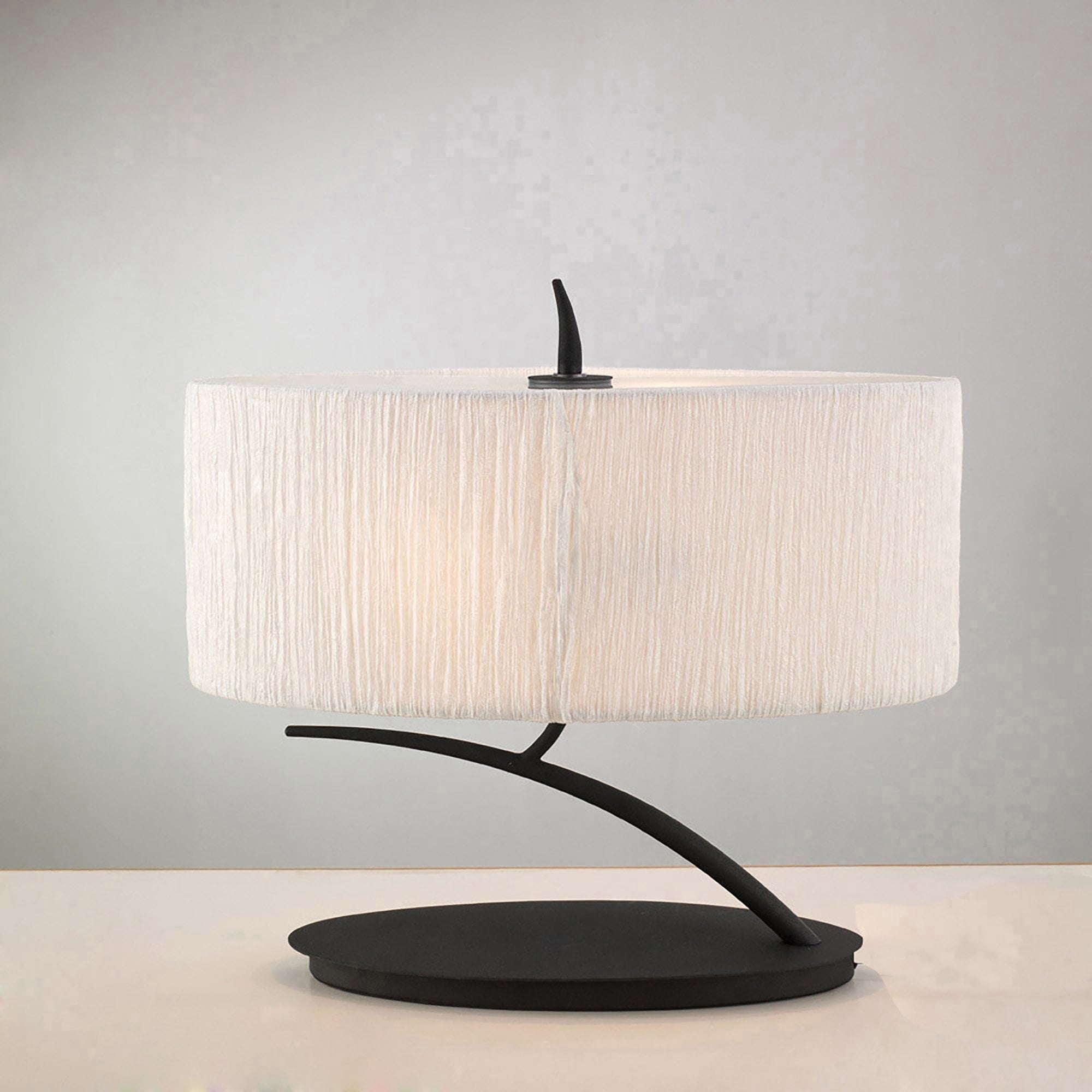 Mantra Eve 2 Light Small Table Lamp in Anthracite with White Oval Shade