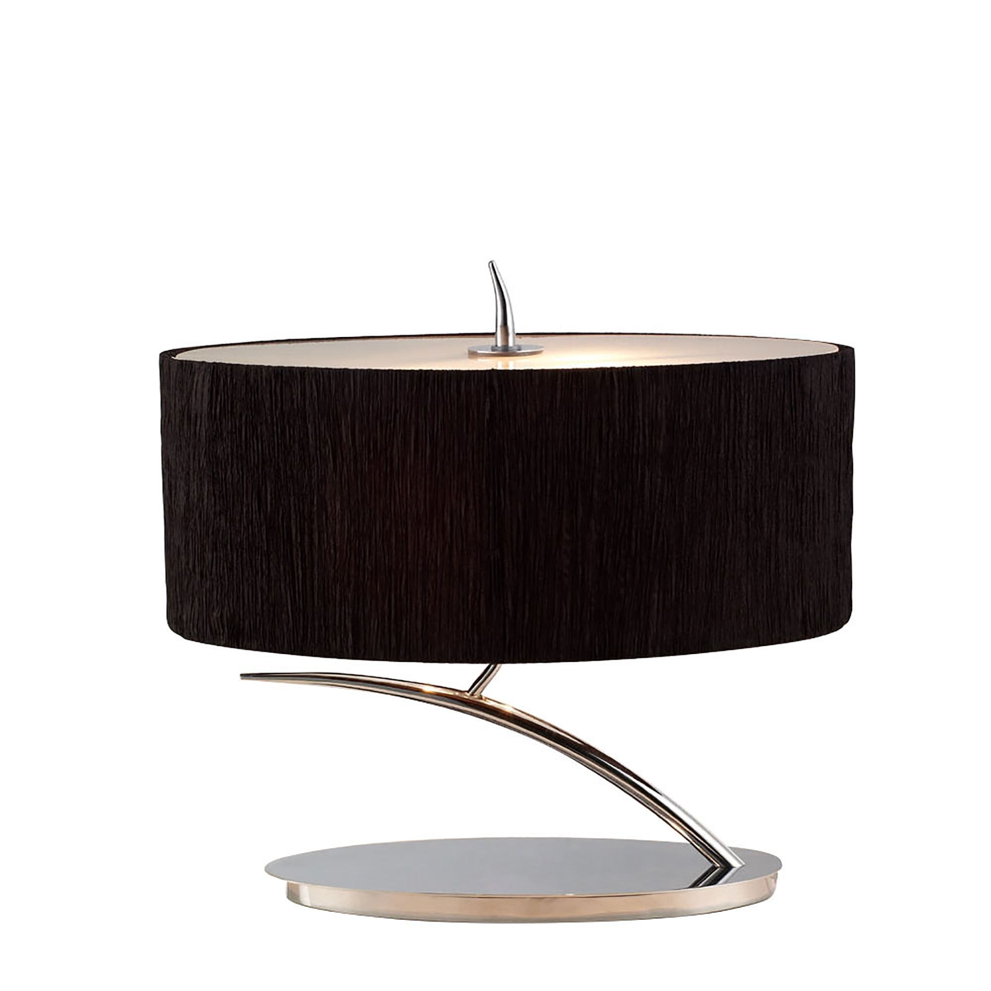 Mantra Eve 2 Light Small Table Lamp in Polished Chrome with Black Oval Shade