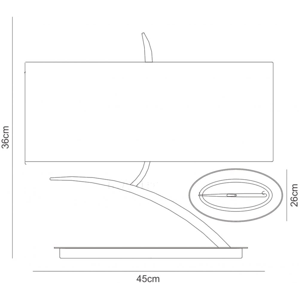 Mantra Eve 2 Light Small Table Lamp in Polished Chrome with Black Oval Shade