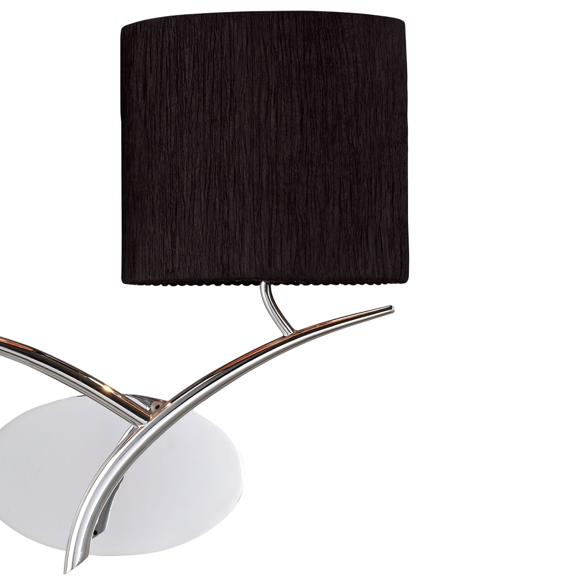 Mantra Eve 2 Light Switched Wall Fitting in Polished Chrome with Black Oval Shades