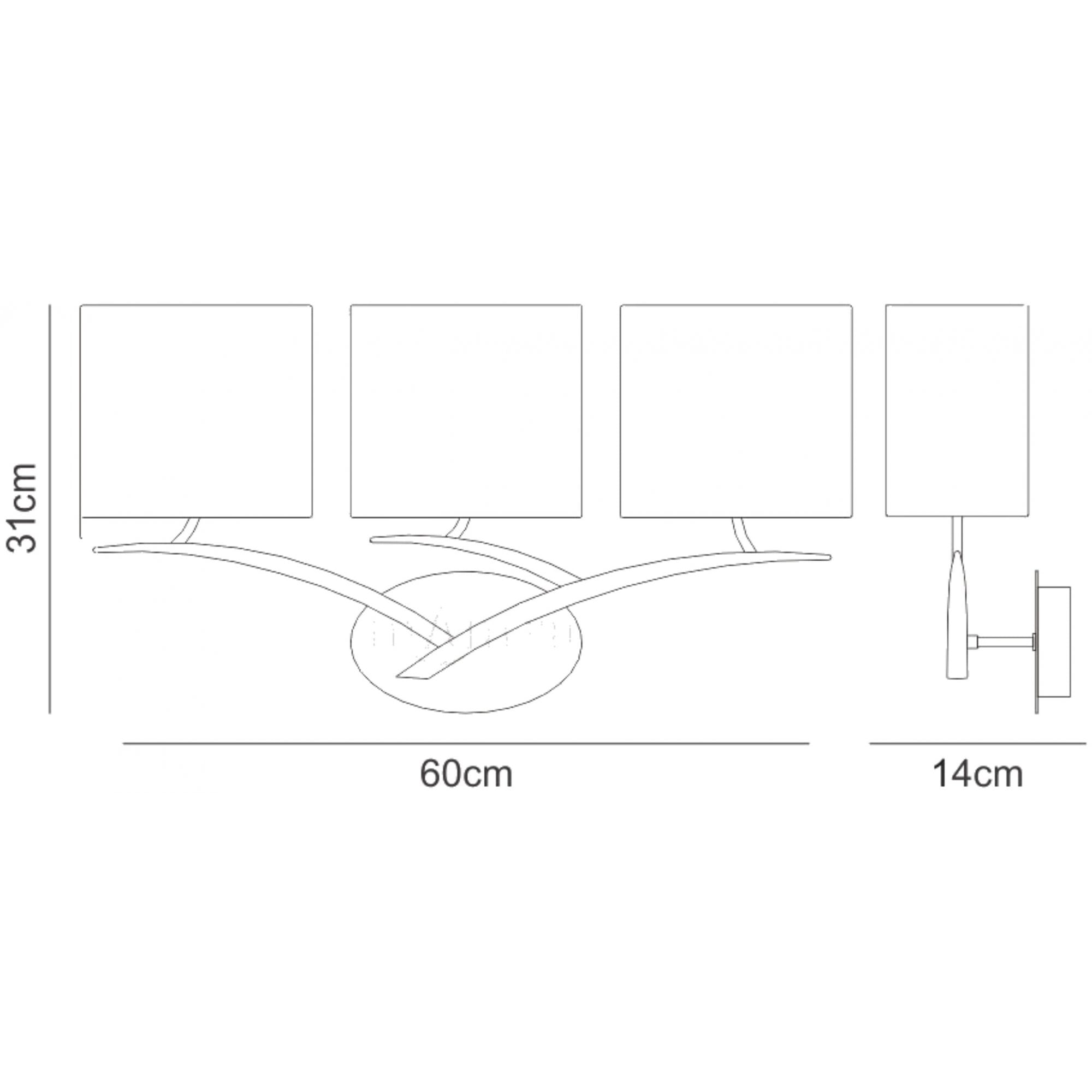 Mantra Eve 3 Light Switched Wall Fitting in Anthracite with Black Oval Shades