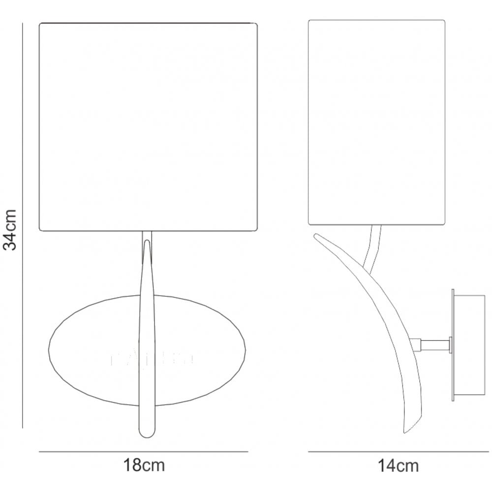 Mantra Eve Single Light Switched Wall Fitting in Anthracite with Black Oval Shade