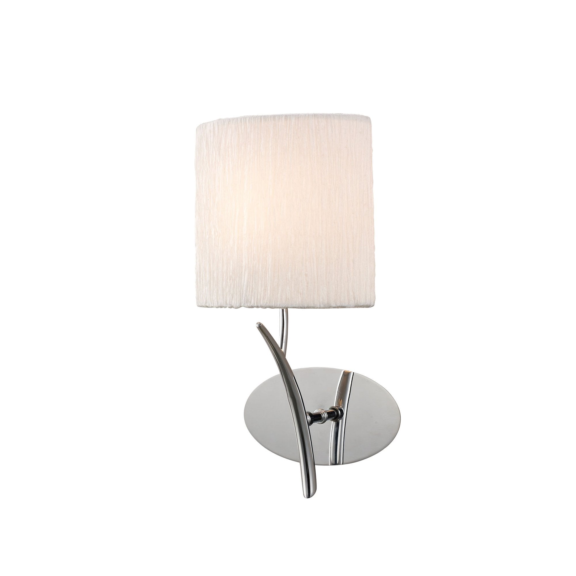 Mantra Eve Single Light Switched Wall Fitting in Polished Chrome with White Oval Shade