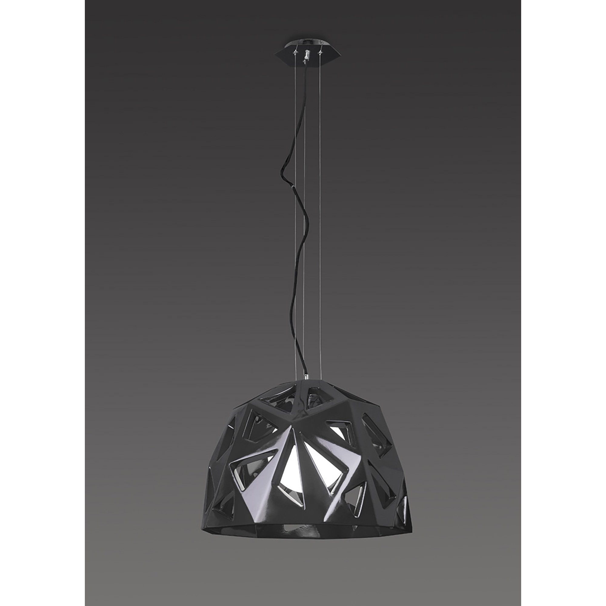 Mantra Facette Single Light Pendant Black & Chrome