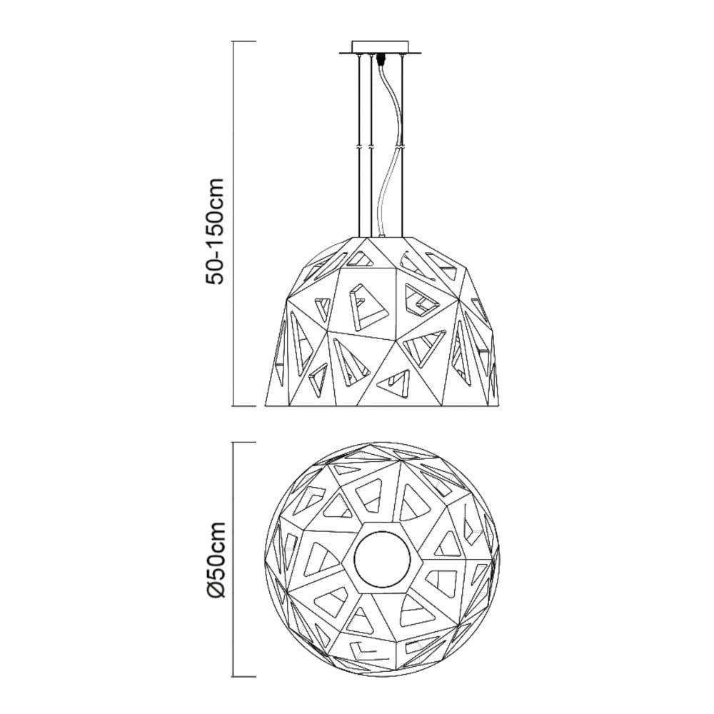 Mantra Facette Single Light Pendant Black & Chrome