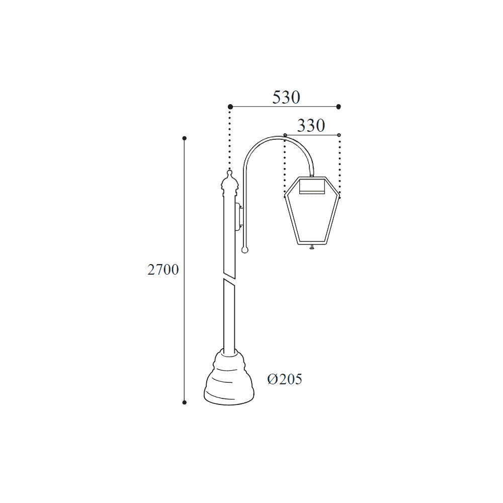 Moretti Luce Gemstone Single LED Outdoor Pole - Aged Brass Copper-Coloured