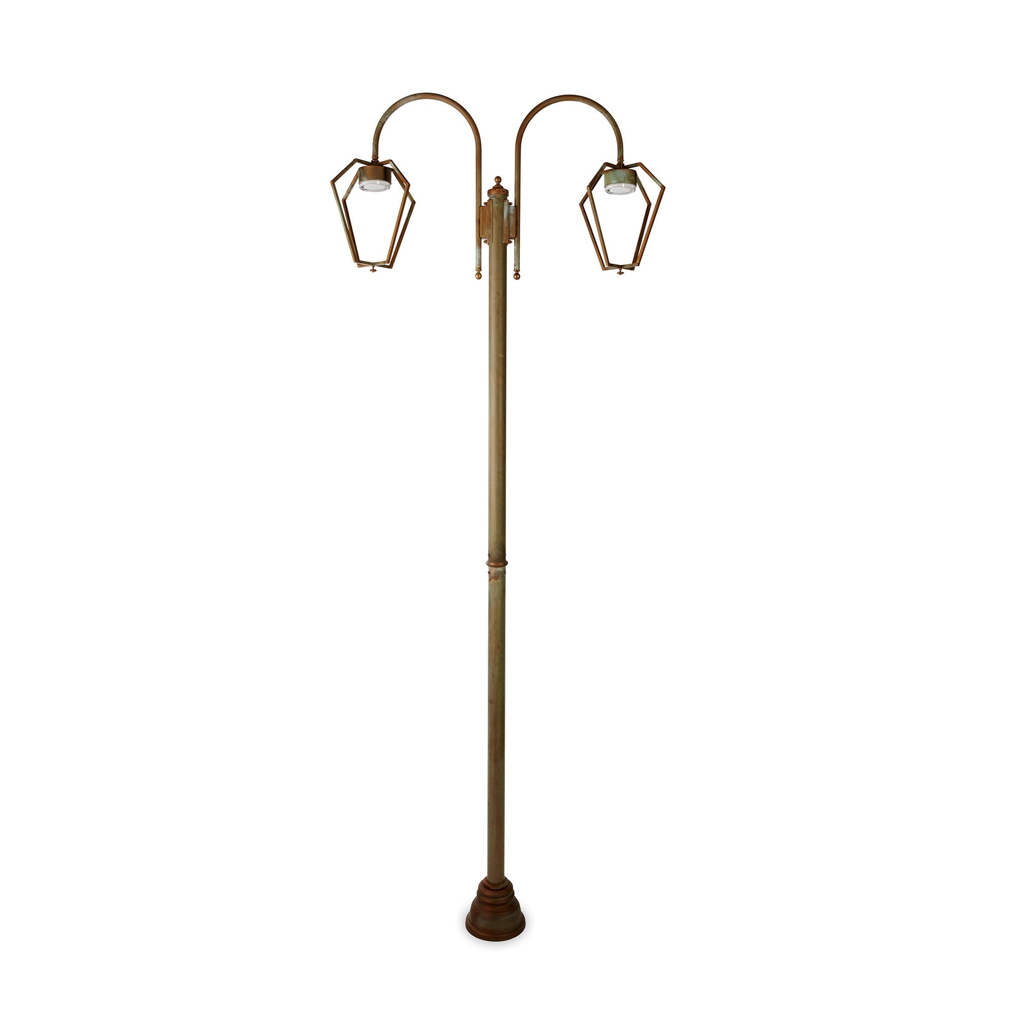 Moretti Luce Gemstone 2 Light LED Outdoor Pole - Aged Brass Copper-Coloured