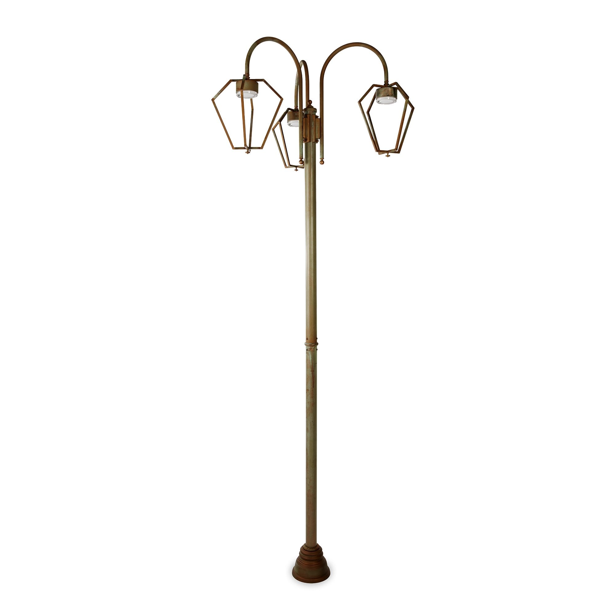 Moretti Luce Gemstone 3 Light LED Outdoor Pole - Aged Brass Copper-Coloured