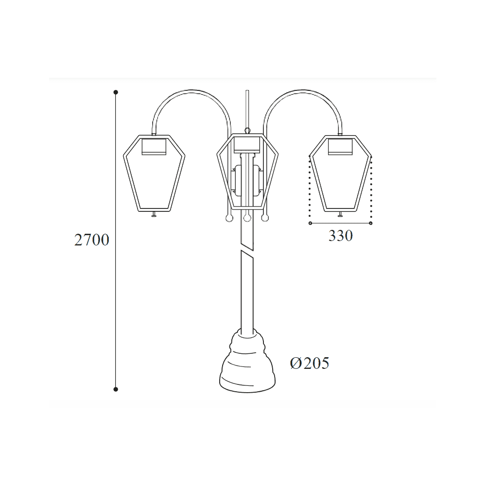 Moretti Luce Gemstone 3 Light LED Outdoor Pole - Aged Brass Copper-Coloured