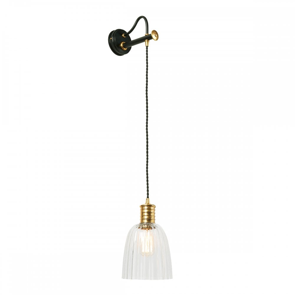 Elstead Douille Single Wall Light - Black & Polished Brass