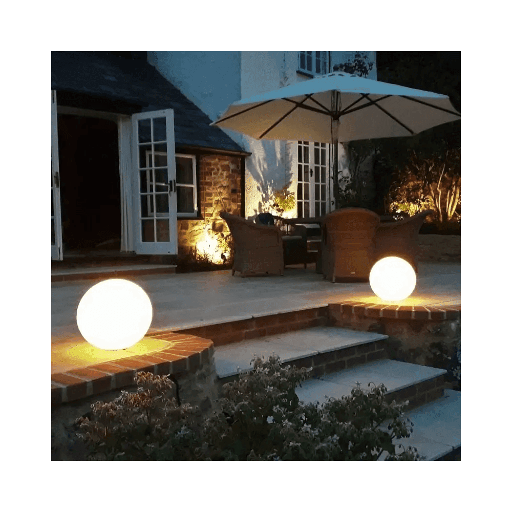 Stone Globe Spherical Garden Light - Bath Stone - Low Voltage
