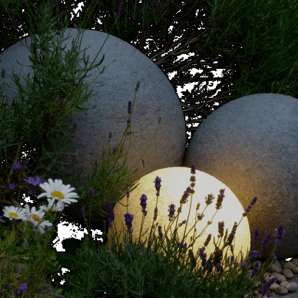 Stone Globe Spherical Garden Light - Limestone - Low Voltage