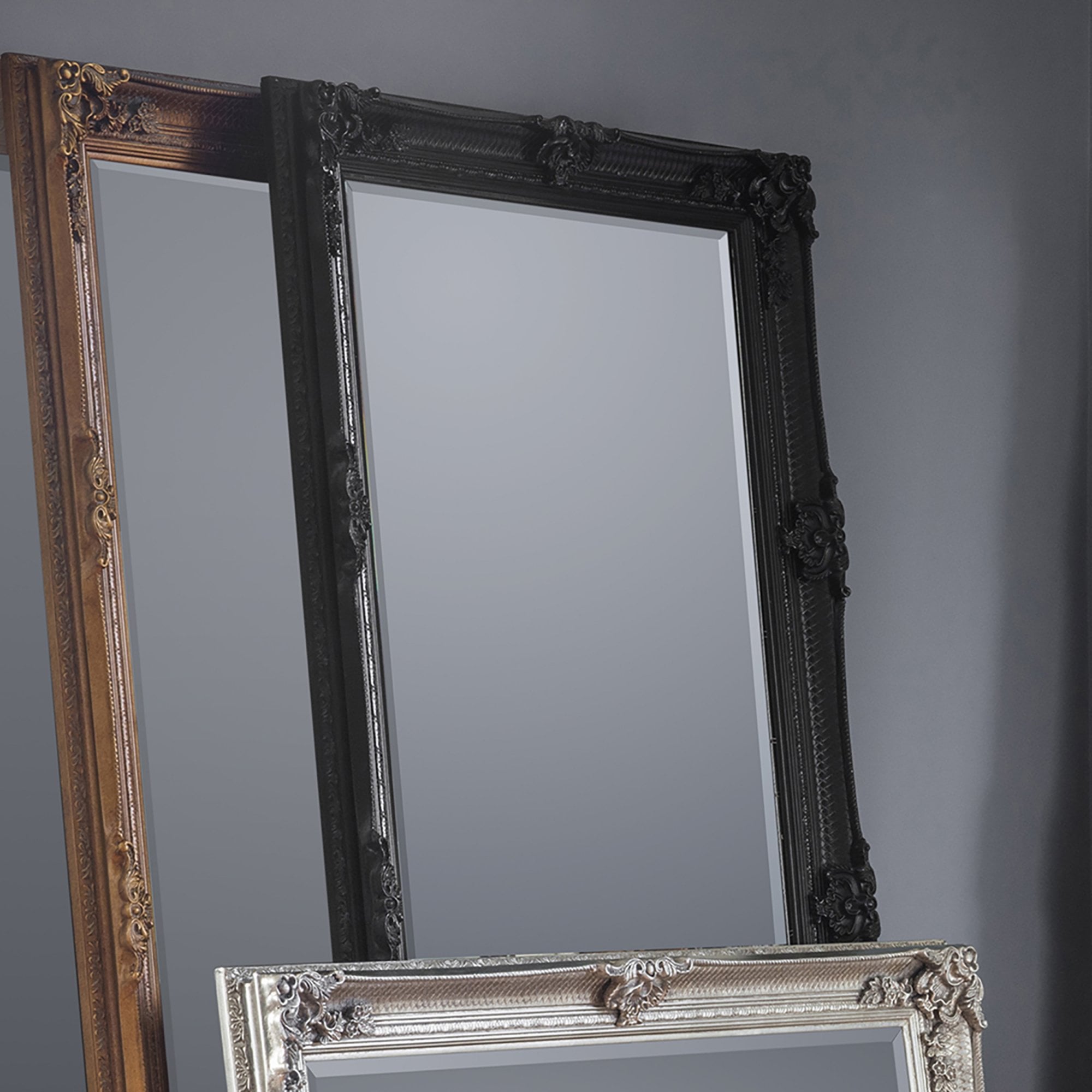 Mura Riverside Rectangle Full Length Leaner Mirror - Black Wood