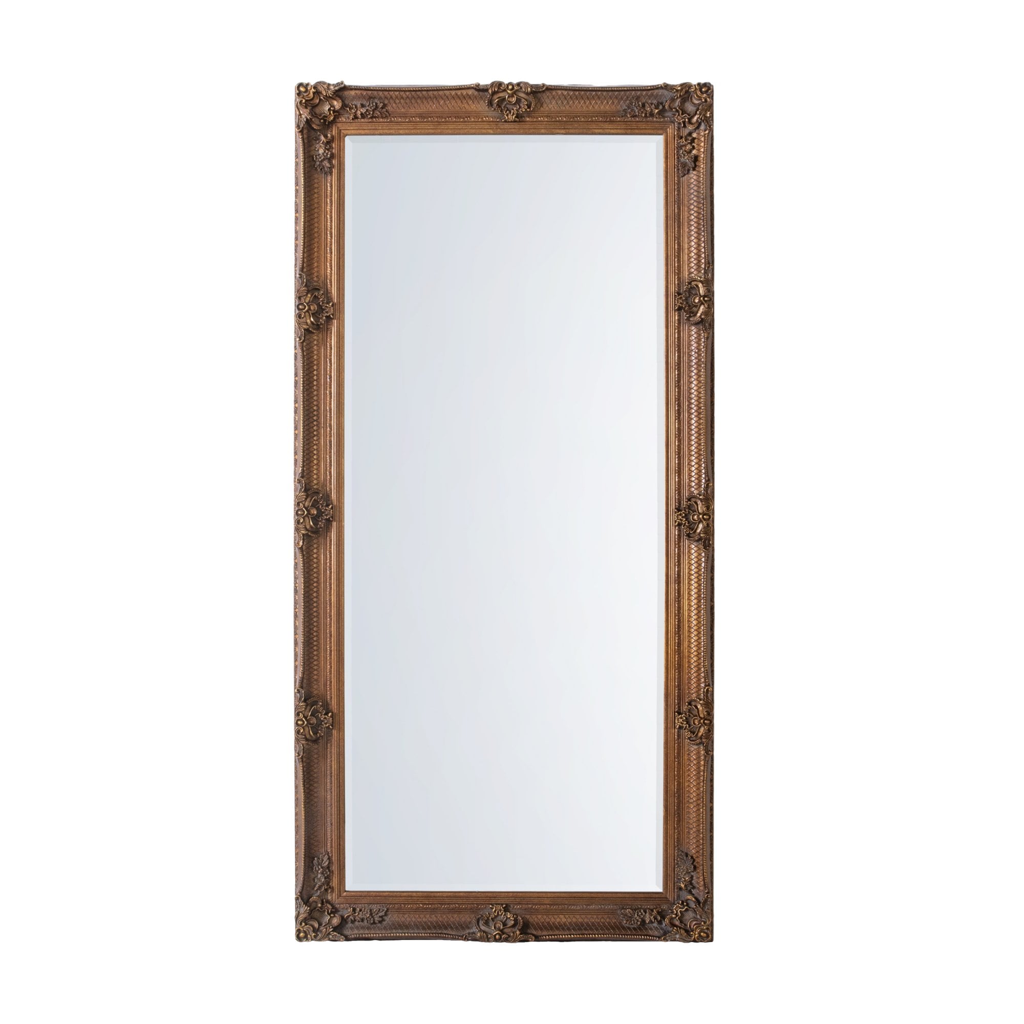 Mura Riverside Rectangle Full Length Leaner Mirror - Aged Gold Wood