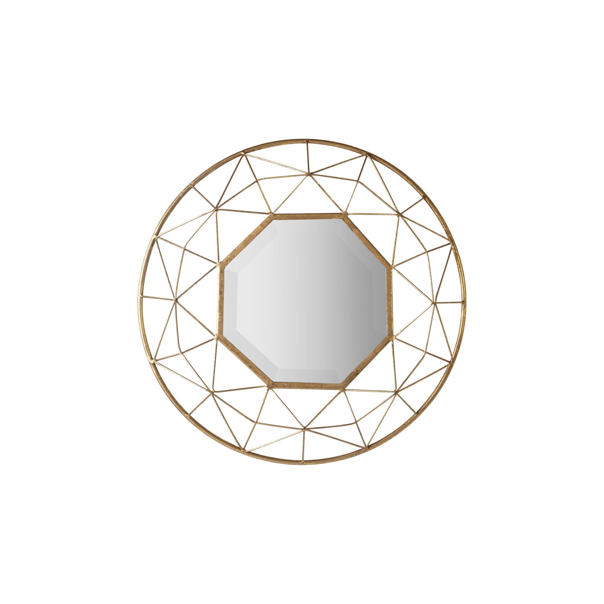 Mura Thomas Round Bevelled Wall Mirror - Aged Gold