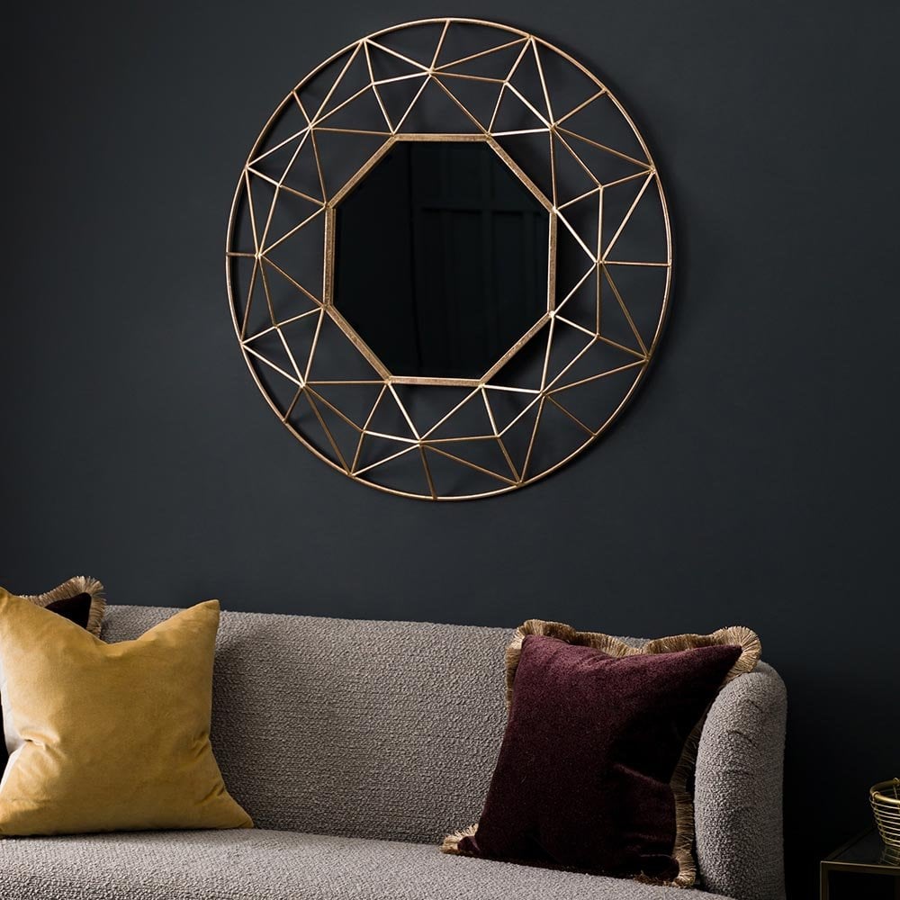 Mura Thomas Round Bevelled Wall Mirror - Aged Gold