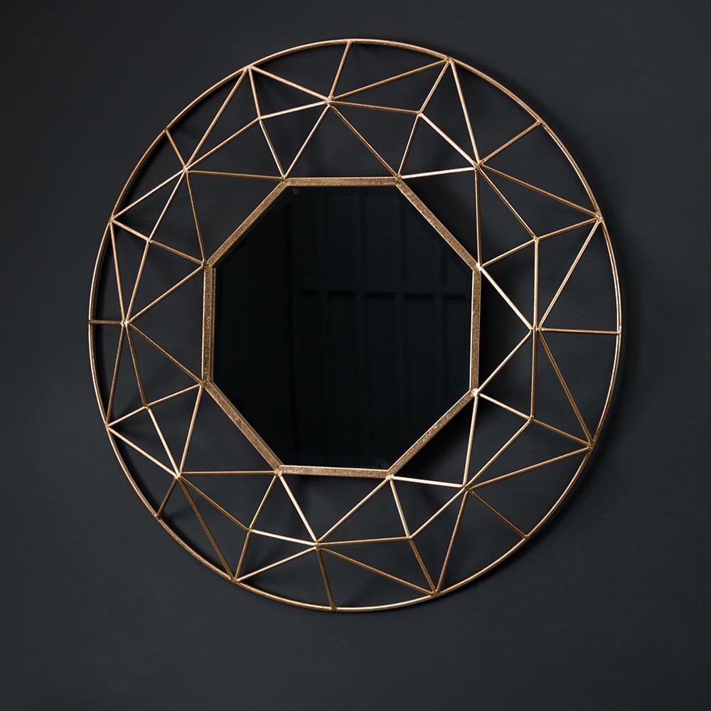 Mura Thomas Round Bevelled Wall Mirror - Aged Gold