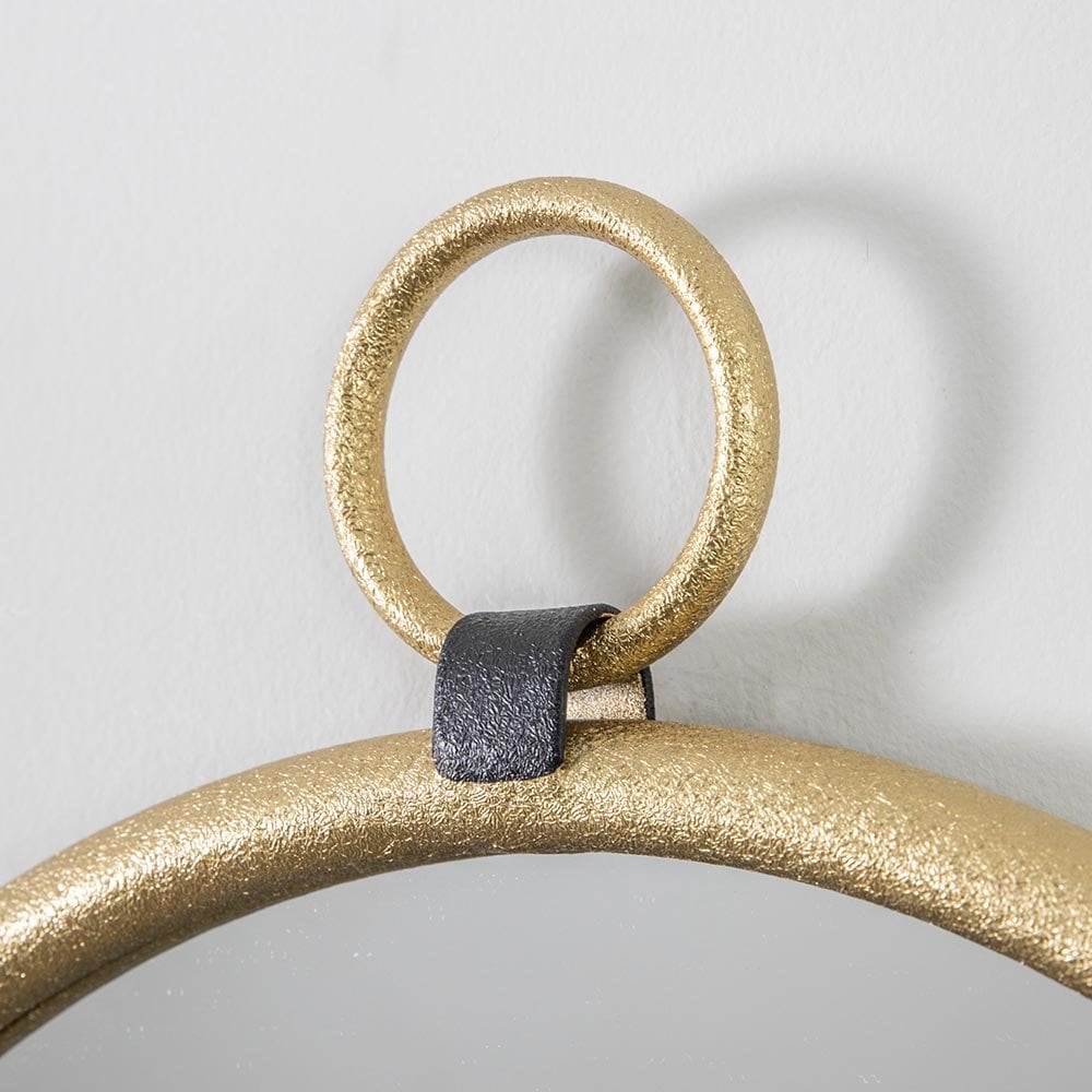 Mura Tonkin Medium Round Hanging Loop Wall Mirror - Satin Gold
