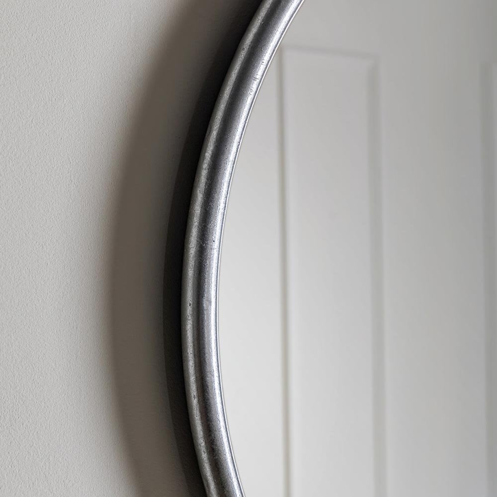 Mura Tonkin Large Round Hanging Loop Wall Mirror - Satin Silver