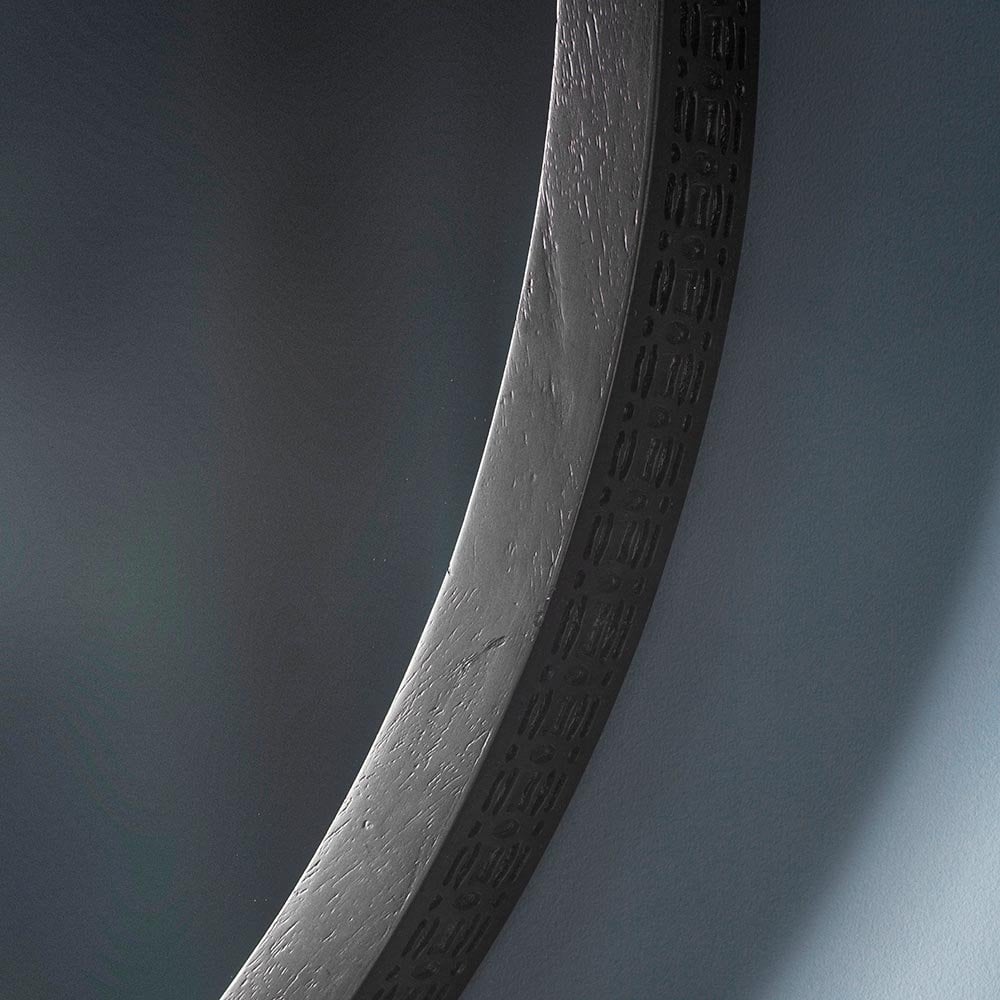 Mura Hale Round Wall Mirror - Charcoal Black