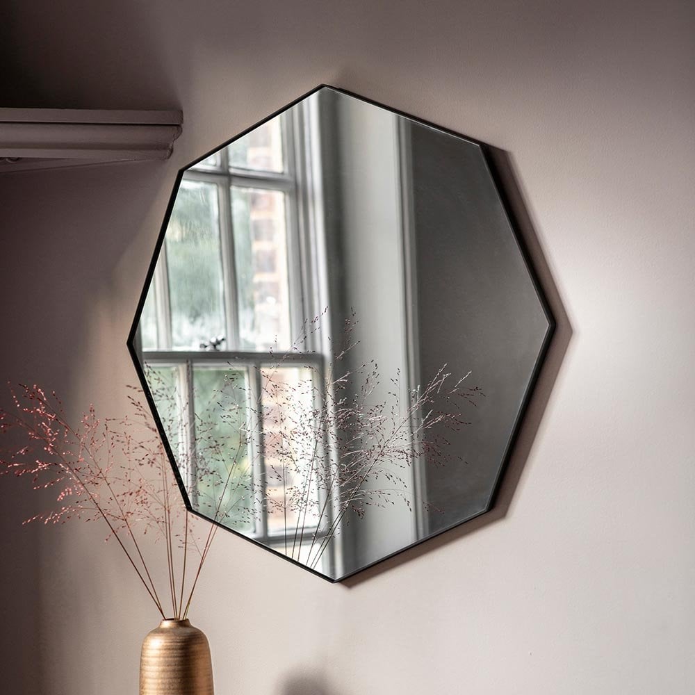 Mura Welshpool Octagon Wall Mirror - Matt Black
