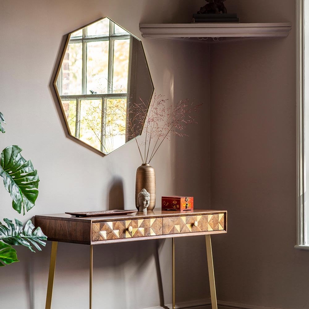 Mura Welshpool Octagon Wall Mirror - Champagne Gold