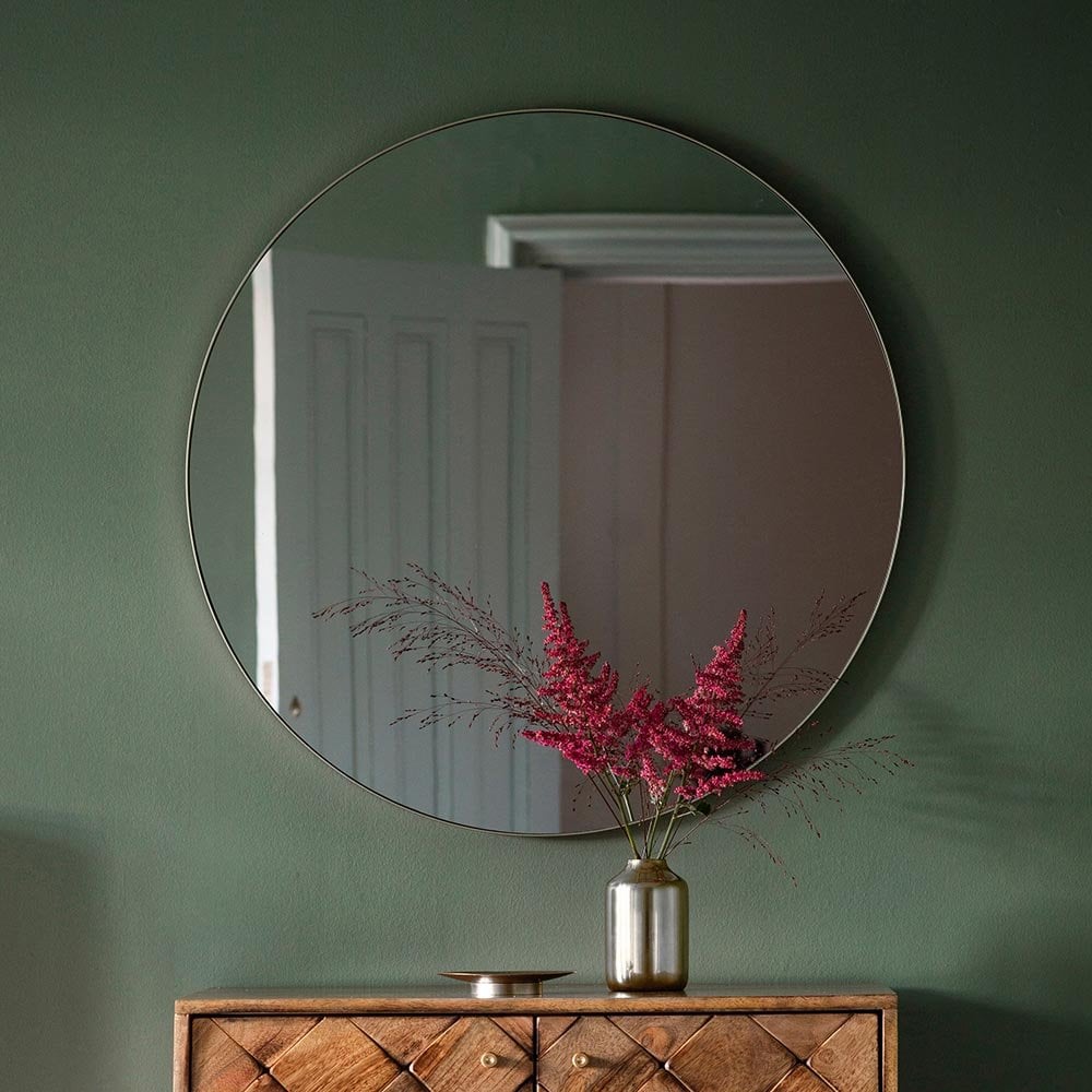 Mura Welshpool Round Wall Mirror - Satin Silver