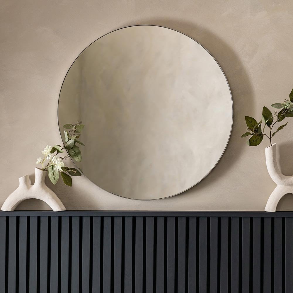Mura Welshpool Round Wall Mirror - Satin Silver