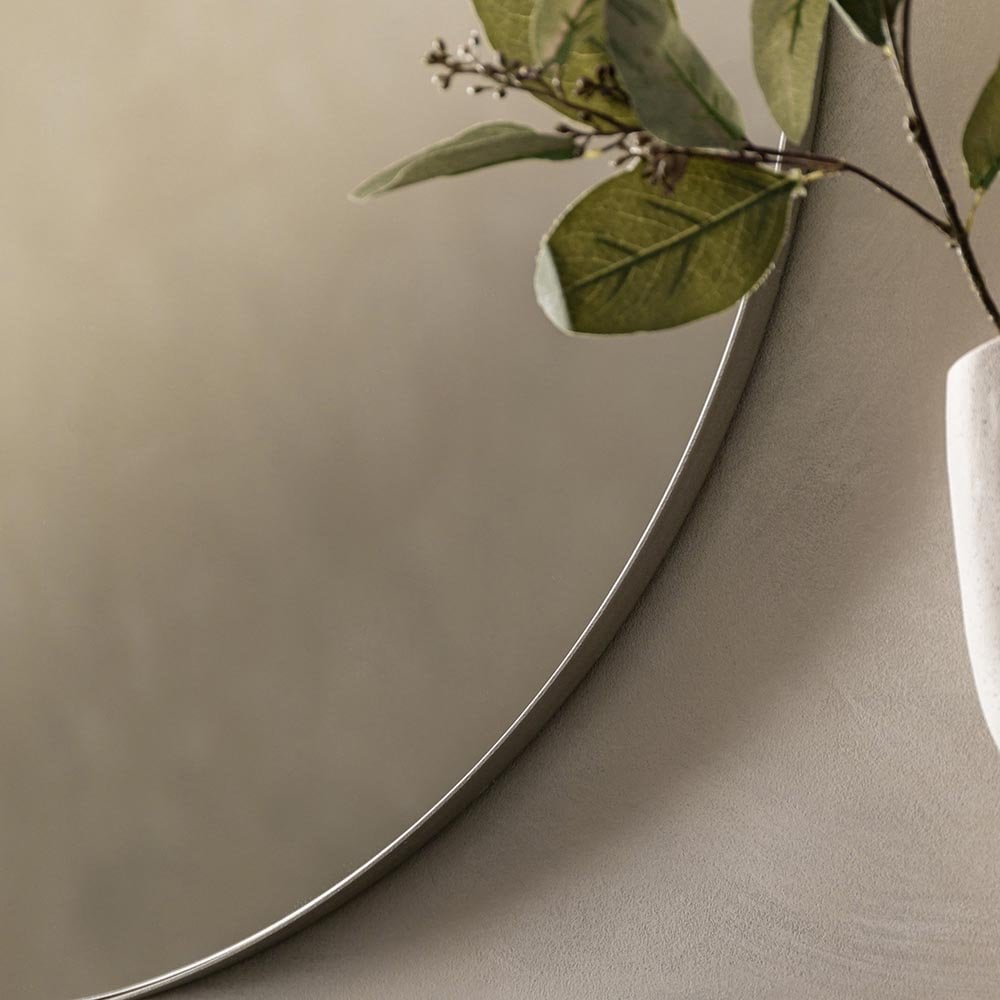 Mura Welshpool Round Wall Mirror - Satin Silver