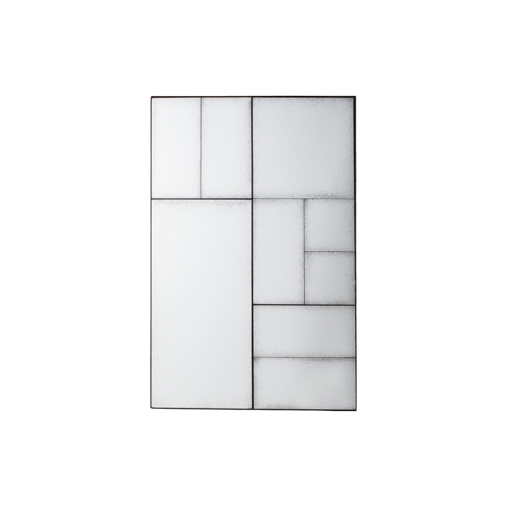 Mura Connolly Multi Panel Full Length Rectangle Wall Mirror - Matt Black & Antique Mirror