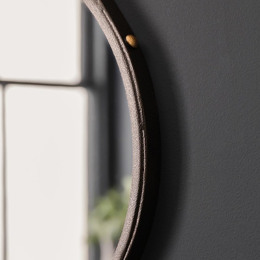Mura Swan Medium Round Hanging Wall Mirror - Aged Bronze