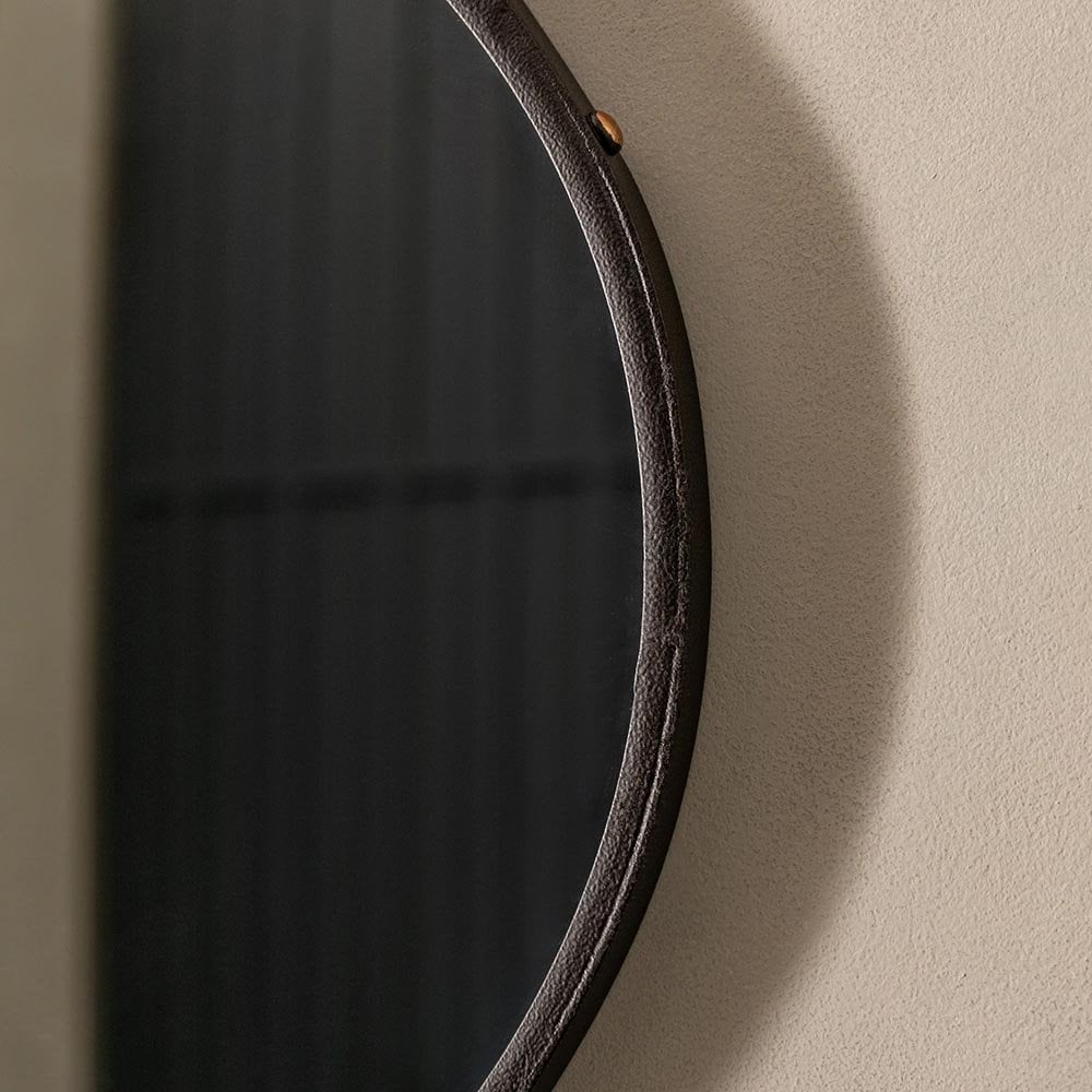 Mura Swan Large Round Hanging Wall Mirror - Aged Bronze