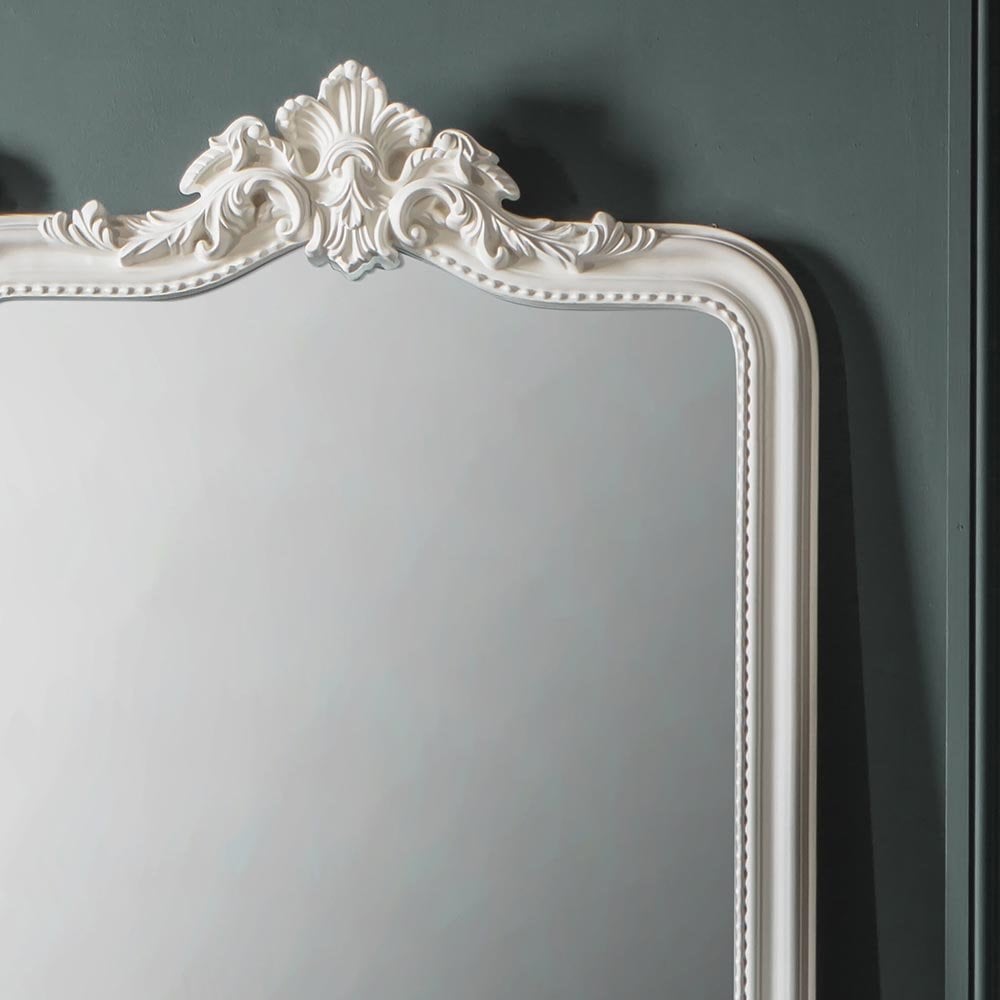 Mura Victoria Ornate Full Length Leaner Mirror - French White