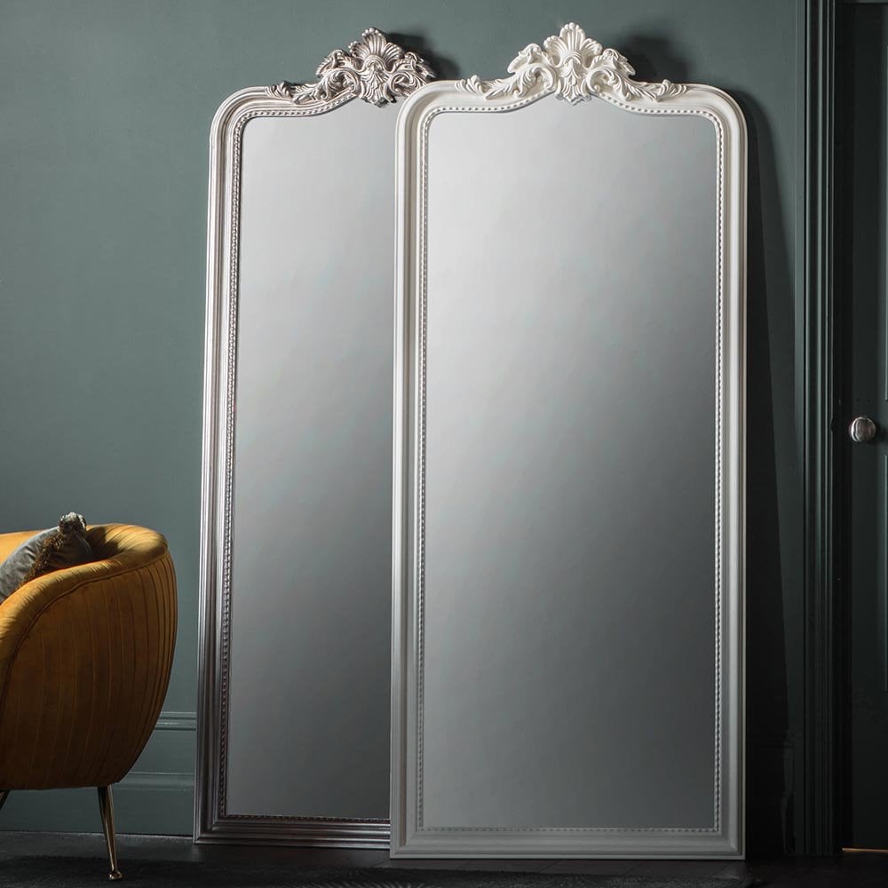 Mura Victoria Ornate Full Length Leaner Mirror - French White