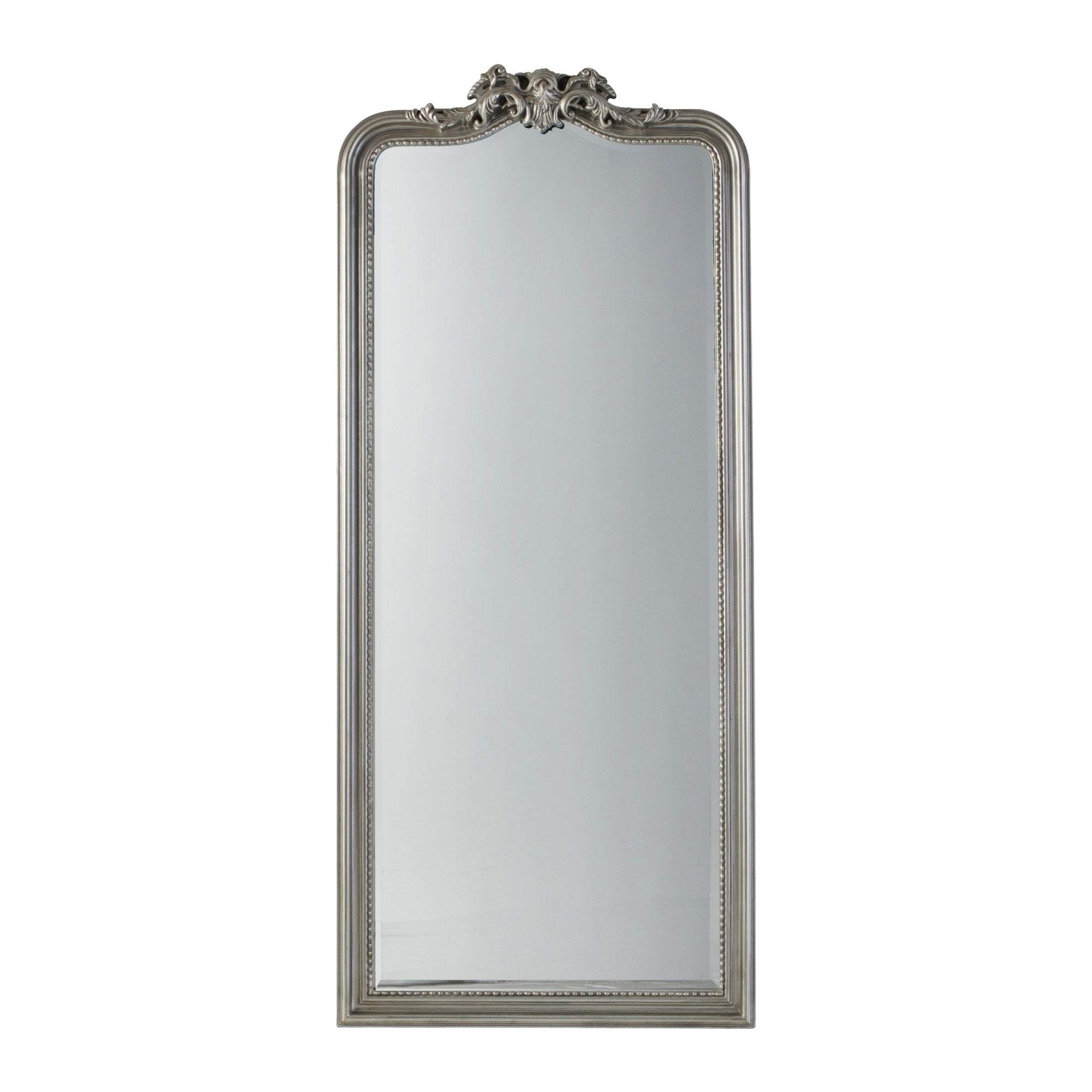 Mura Victoria Ornate Full Length Leaner Mirror - Satin Silver