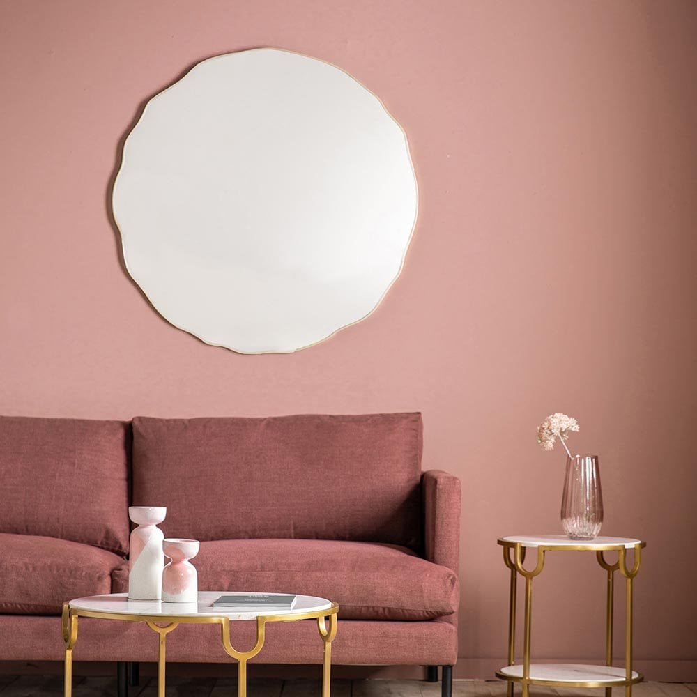 Mura Clarkson Scalloped Edge Round Wall Mirror - Champagne Gold