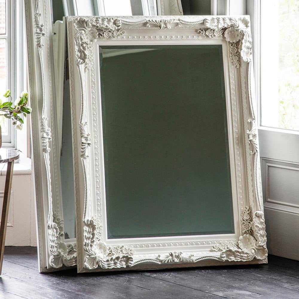 Mura Collier Medium Rectangle Wall Mirror - French White