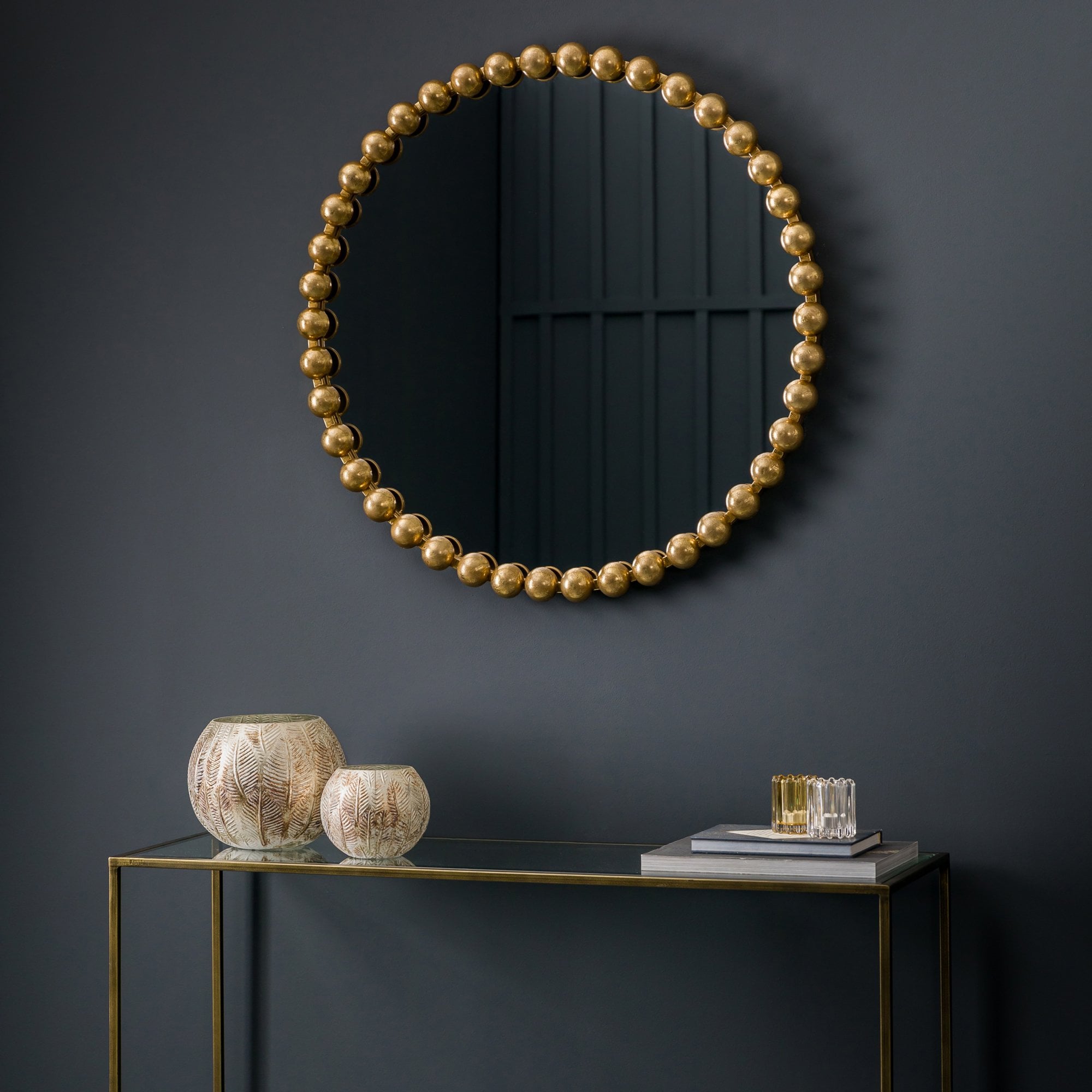 Mura Hayman Round Wall Mirror - Aged Gold