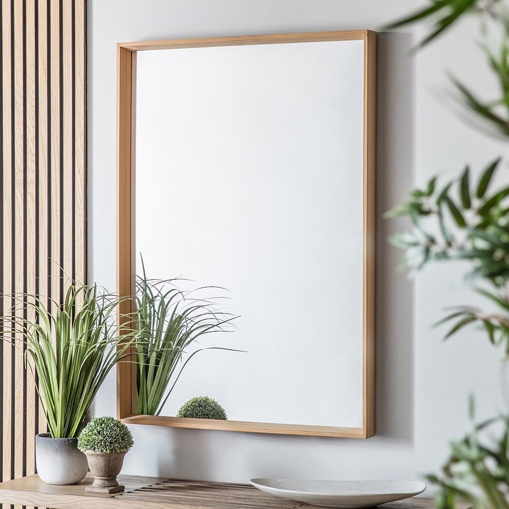 Mura Hope Rectangle Wall Mirror - Oak Veneer